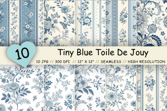 Download Tiny Blue Toile De Jouy Seamless Pattern - Pattern Collection