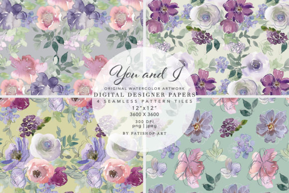 Download Watercolor Floral Seamless Pattern Set - Pattern Collection