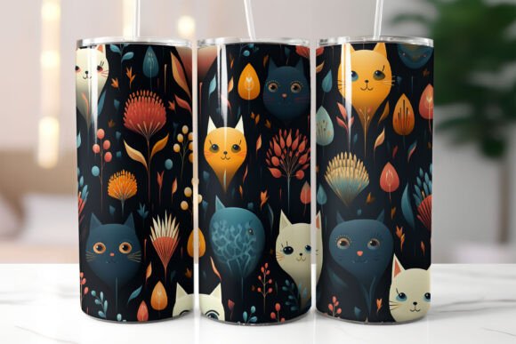 Download Playful Pattern Featuring Stylized Cat - Pattern Collection