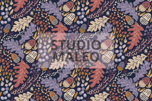 Download Autumn Acorn Oak Leaves Seamless Pattern - Pattern Collection