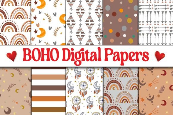 Download Boho Pattern Digital Papers Bundle - Pattern Collection