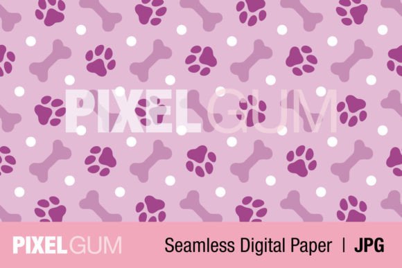 Download Seamless Purple Bone, Paw &amp; Dot Pattern - Pattern Collection