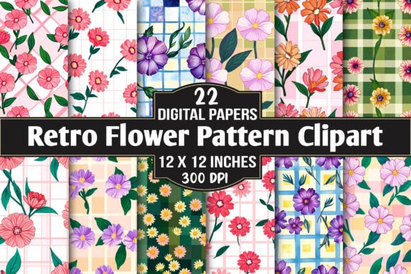 Download Retro Flower Pattern Clipart PNG - Pattern Collection